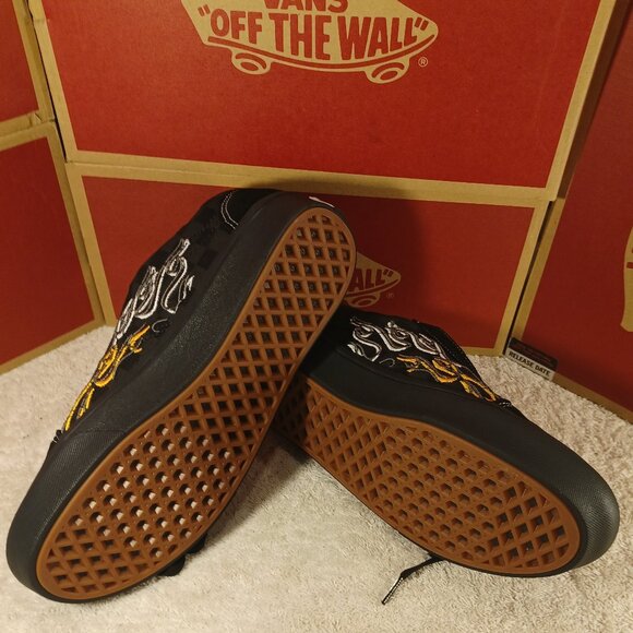 Vans Men 7 /Women 8.5 ComfyCush Old Skool Ignition Checker Flames Black Yellow - Picture 10 of 12